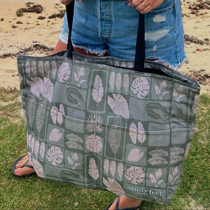 Tropical Leaves Green XL Beach Bag