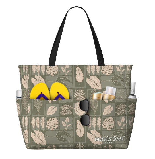 Tropical Leaves Green XL Beach Bag