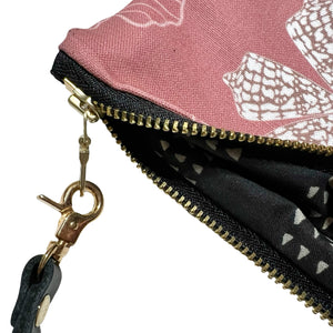 Mini Cone Shell & Hau Mauve Zipper Clutch