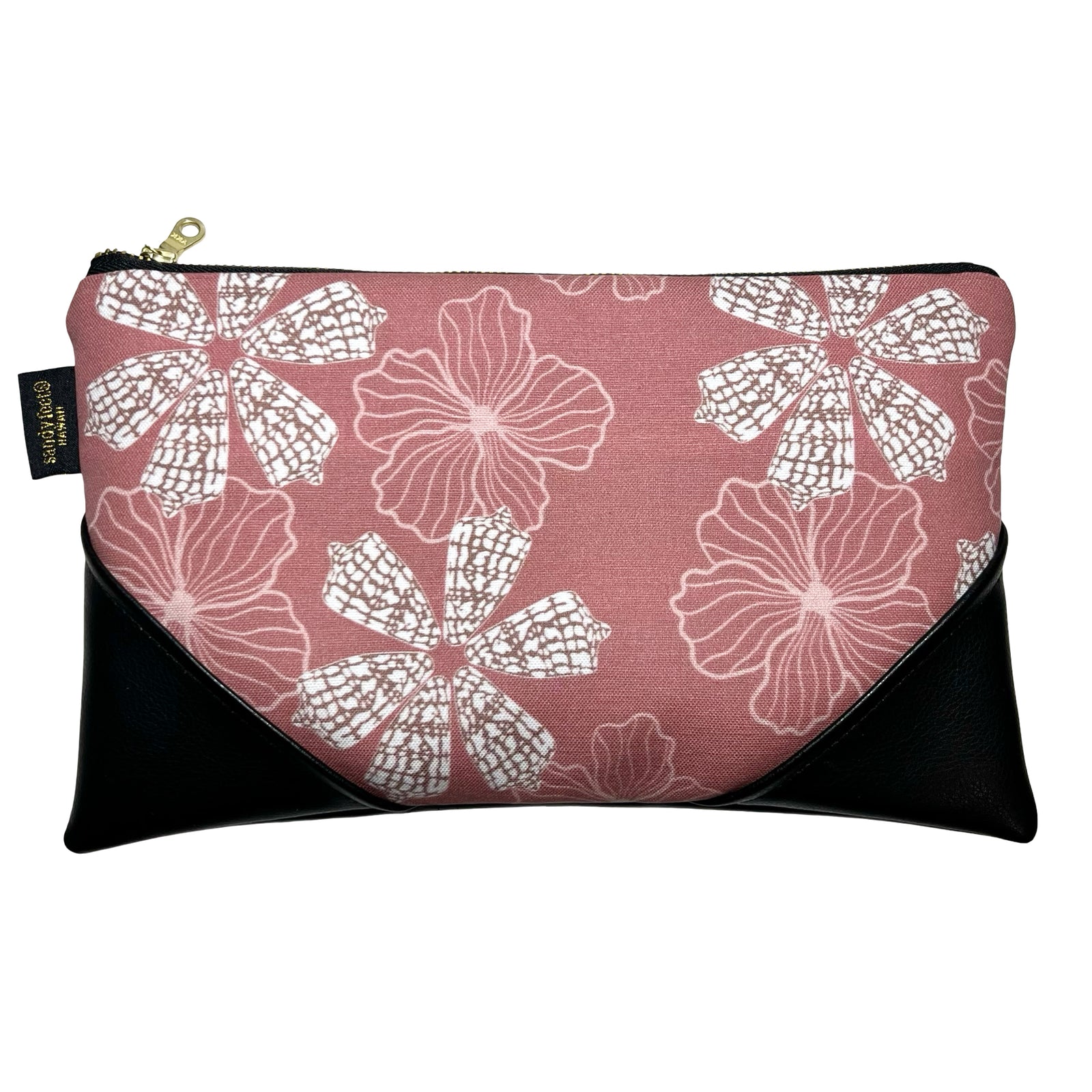 Large Cone Shell & Hau Mauve Zipper Clutch