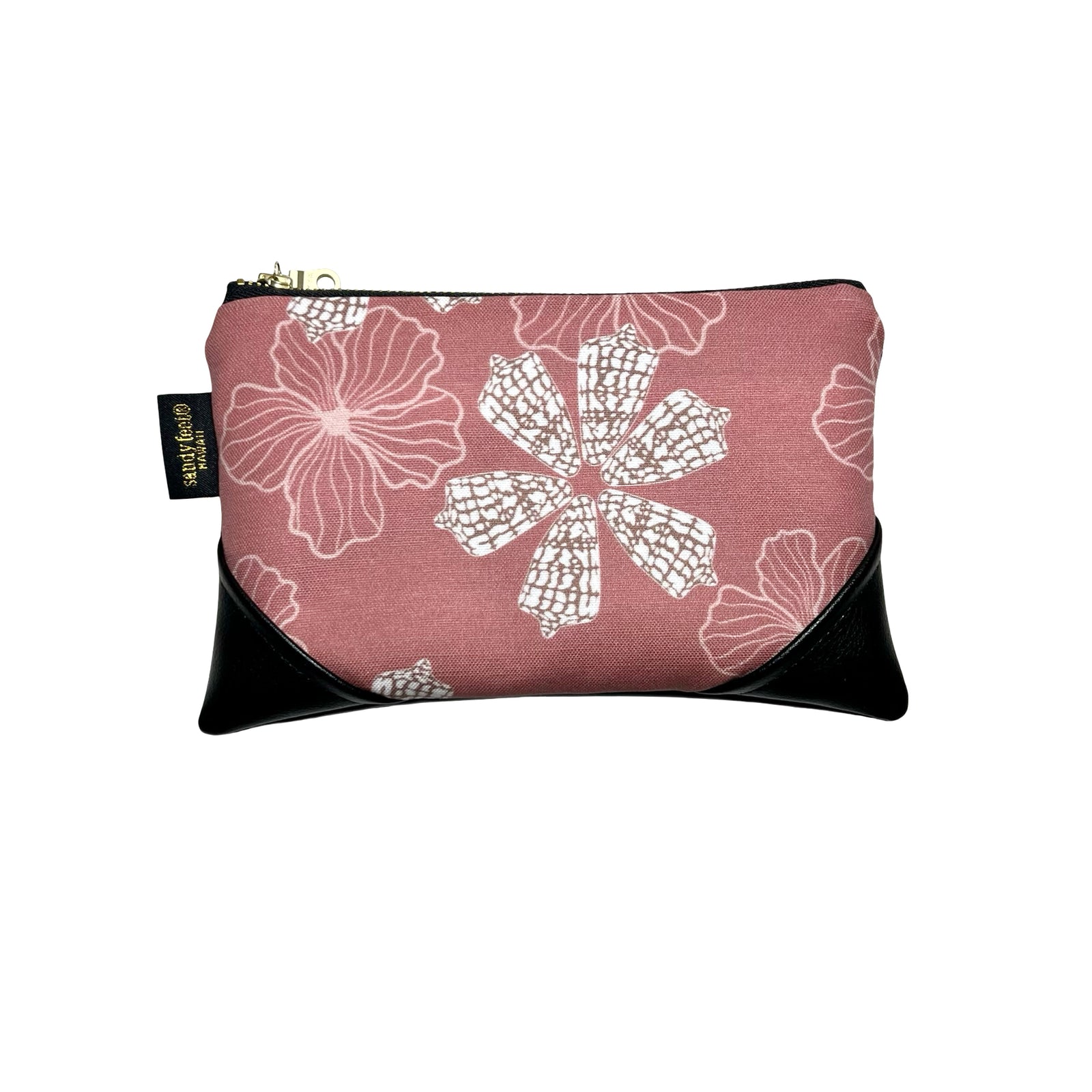 Mini Cone Shell & Hau Mauve Zipper Clutch
