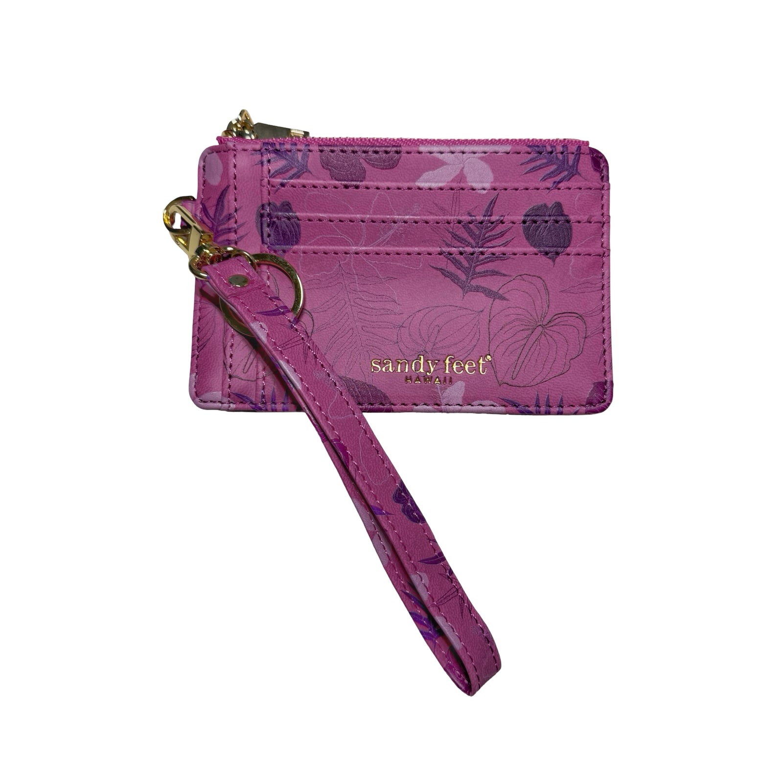 Pua Aloalo Purple Slim RFID Blocking Credit Card Holder Wristlet
