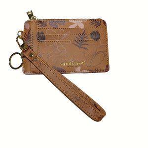 Pua Aloalo Brown Slim RFID Blocking Credit Card Holder Wristlet