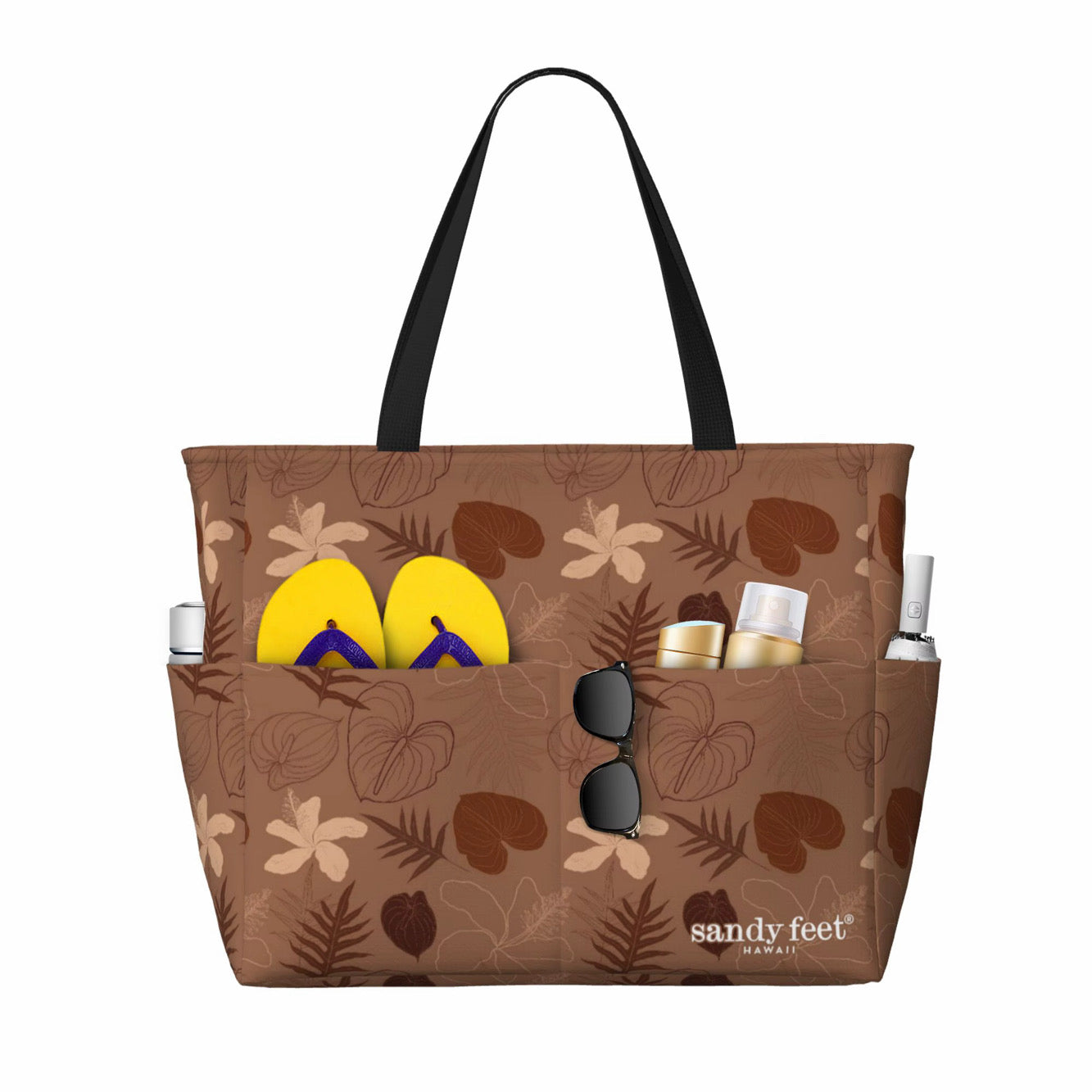Pua Aloalo Brown XL Beach Bag
