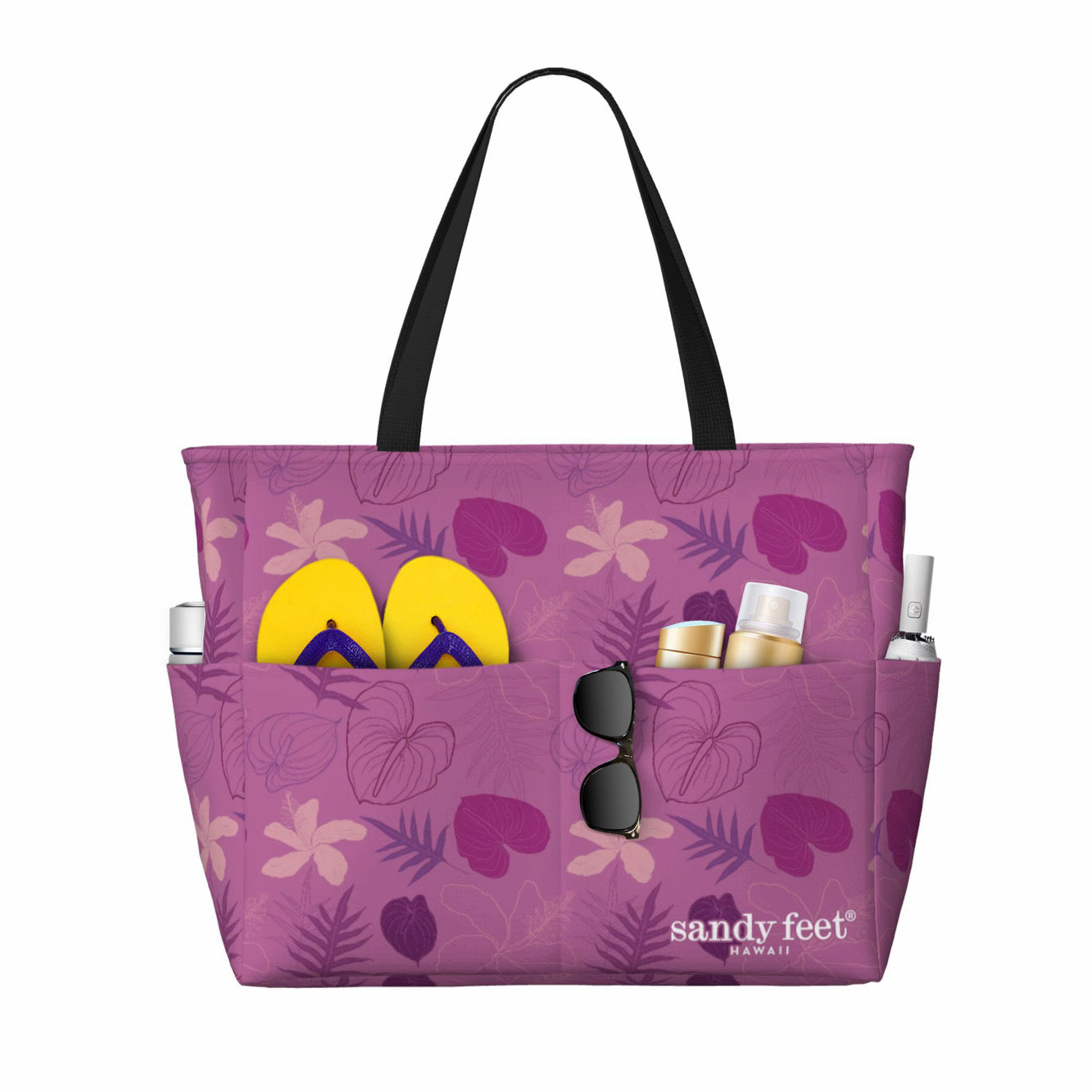 Pua Aloalo Purple XL Beach Bag
