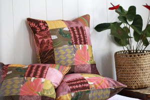 Printed Patchwork Pink Pillow Cover