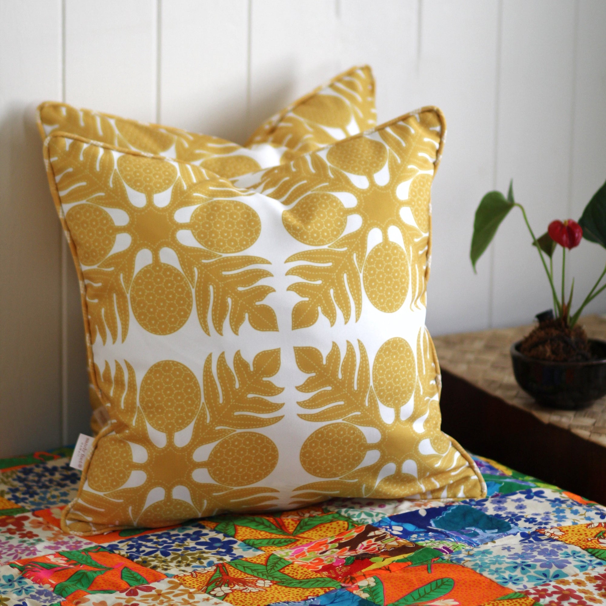 Ulu Kuiki Mustard Pillow Cover SandyFeetHawaii