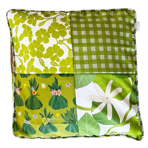 Patchwork Pouf Ottoman Cover Green2
