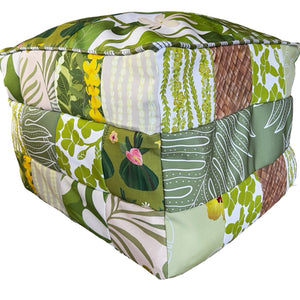 Patchwork Pouf Ottoman Cover Green2