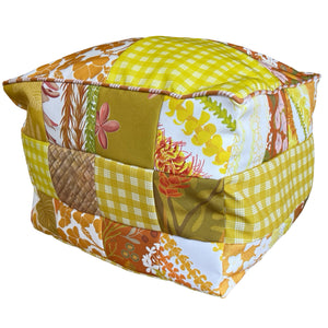 Patchwork Pouf Ottoman Cover Yellow1