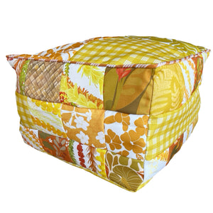 Patchwork Pouf Ottoman Cover Yellow2