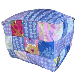 Patchwork Pouf Ottoman Cover Purple