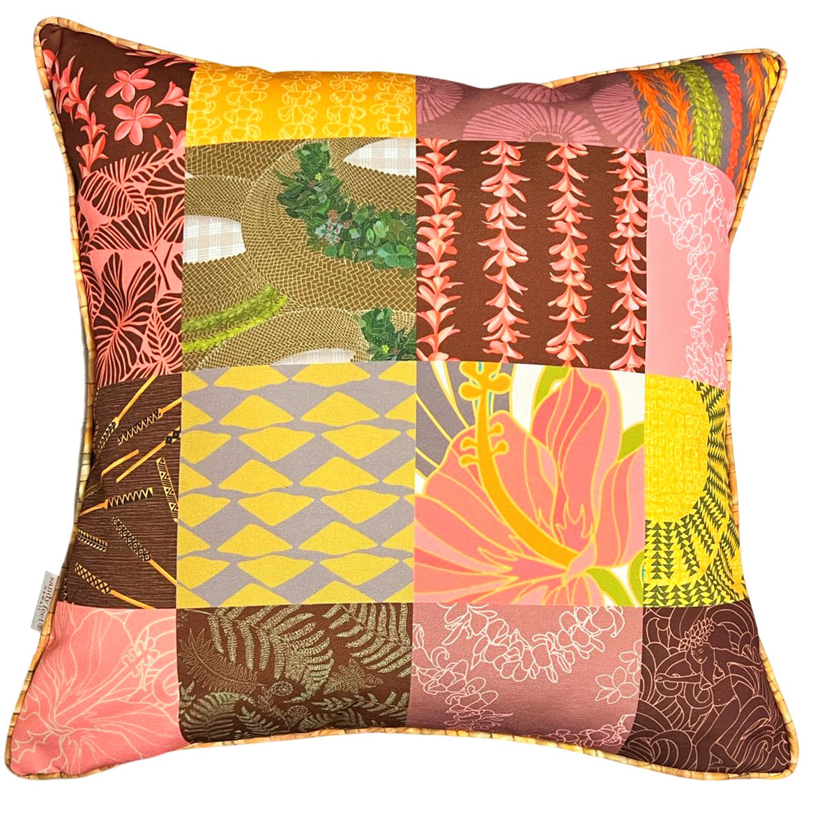 Patchwork 18x18 Pillow Cover / 18x18 Pink pillow cover / Orange 18