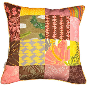 Printed Patchwork Pink Pillow Cover