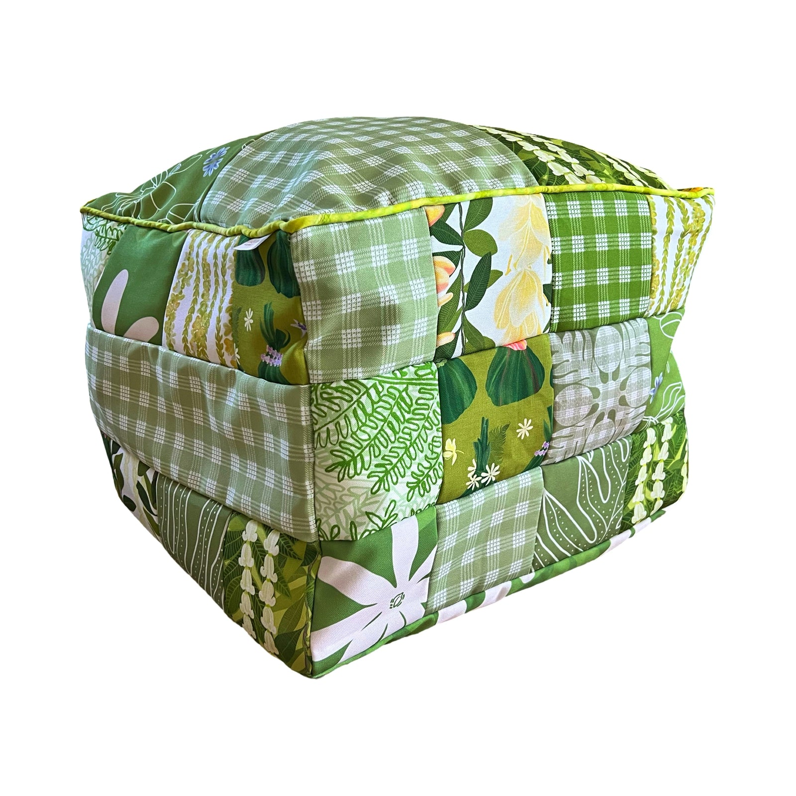 Patchwork Pouf Ottoman Cover Green1