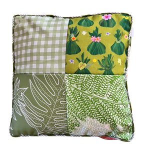 Patchwork Pouf Ottoman Cover Green2