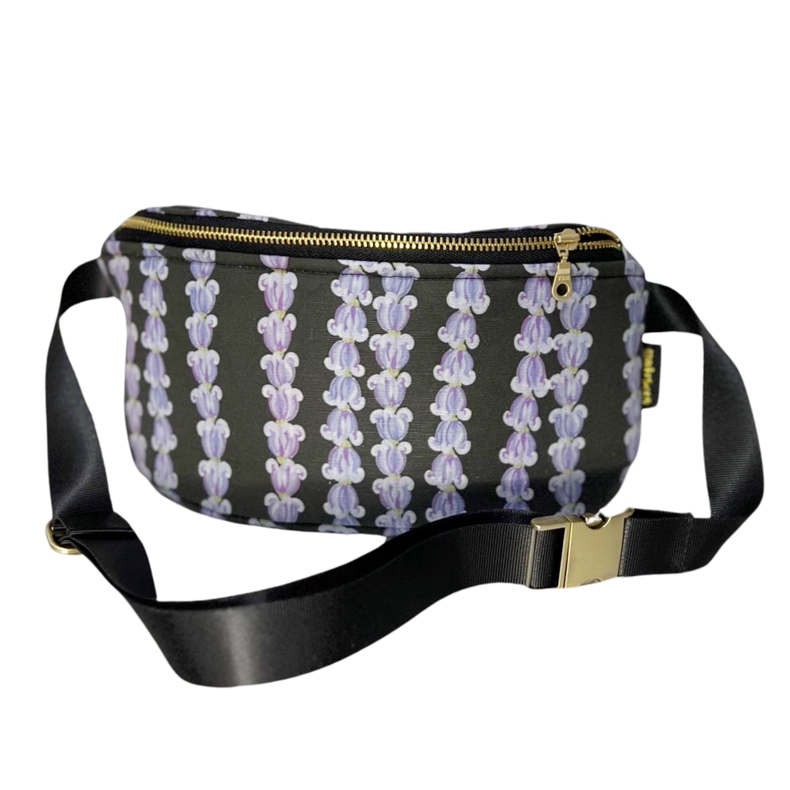 Crown Flower Black Print Hip Pack