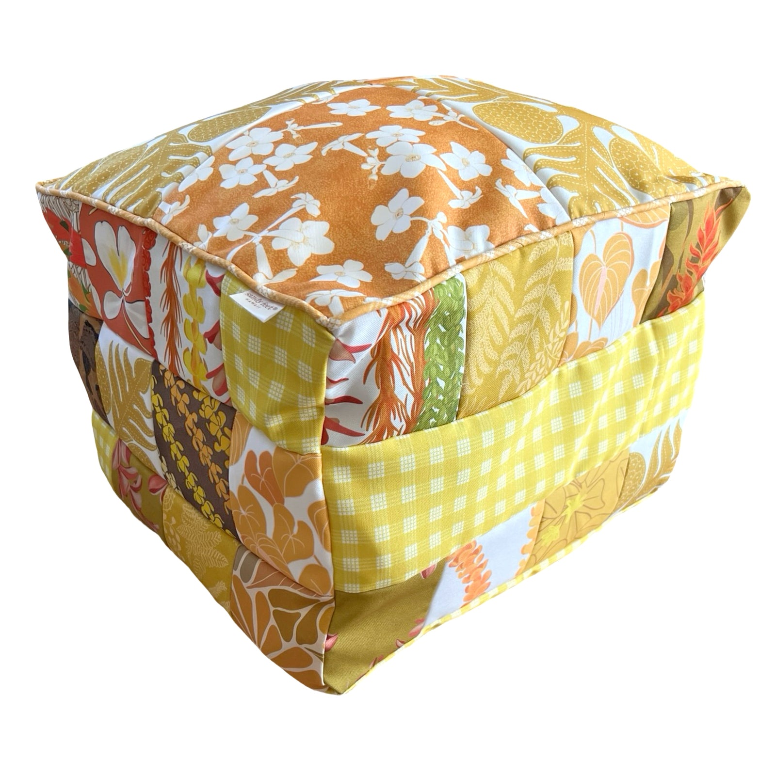 Patchwork Pouf Ottoman Cover Yellow3