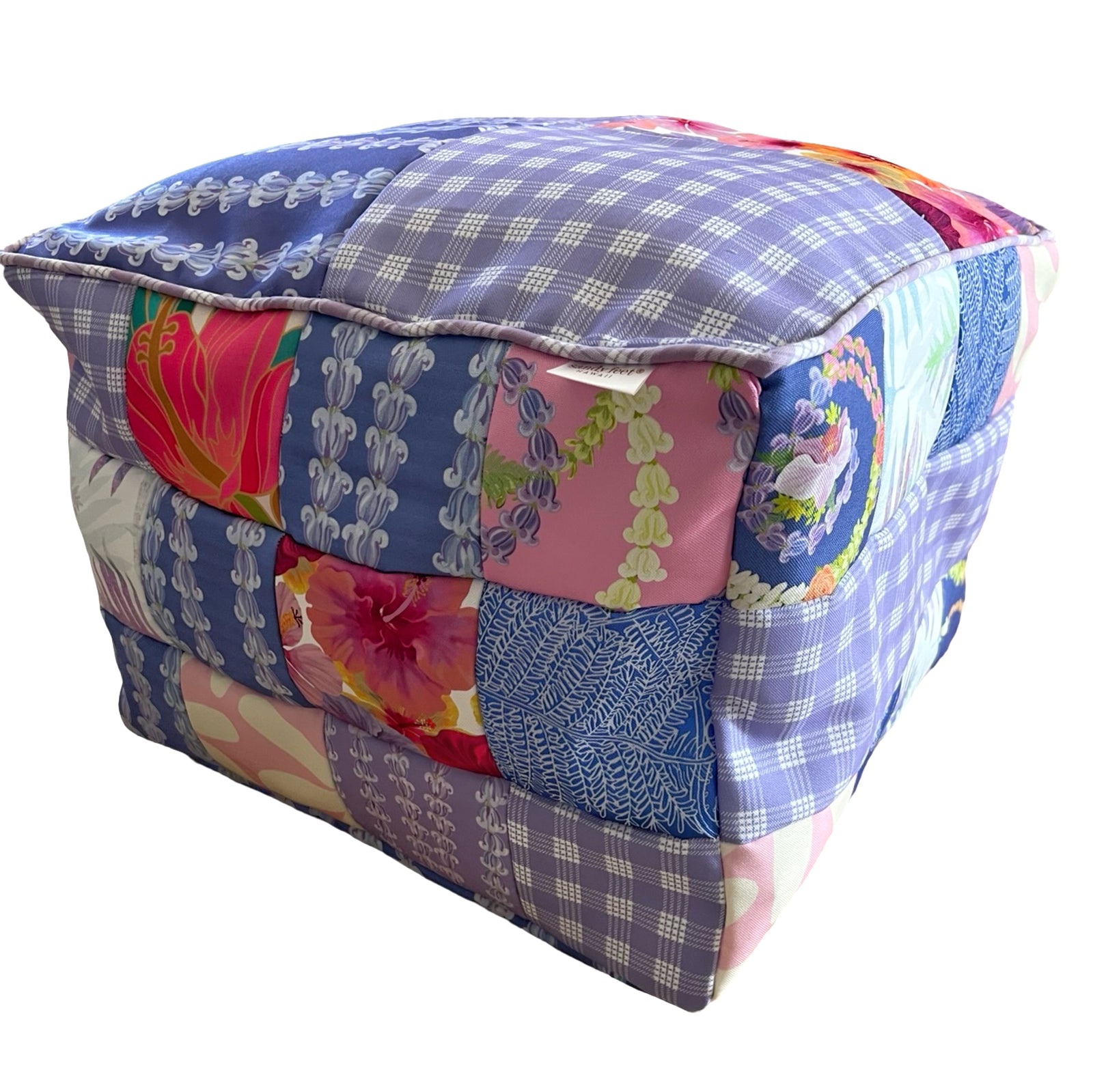Patchwork Pouf Ottoman Cover Purple