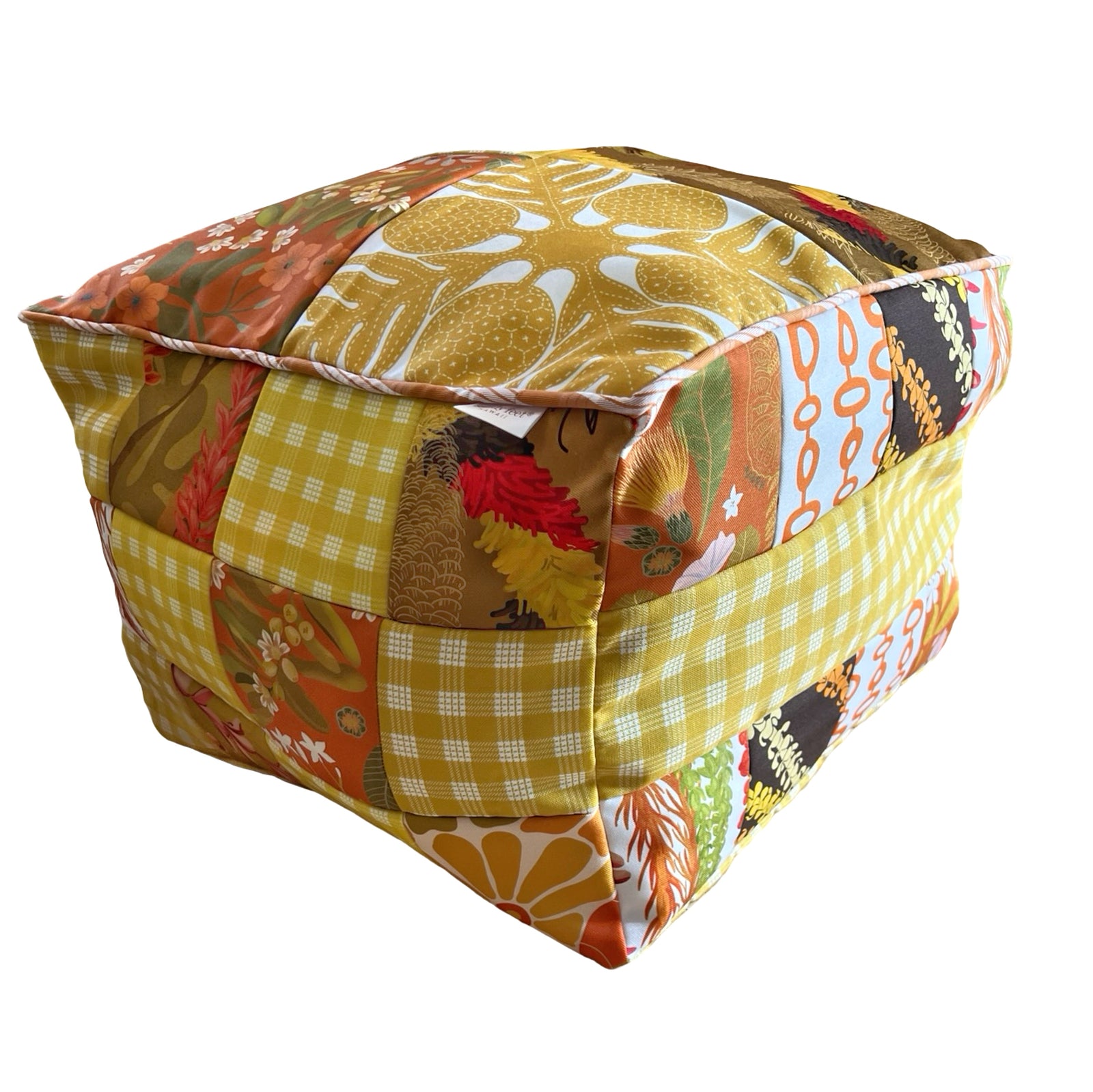 Patchwork Pouf Ottoman Cover Yellow1