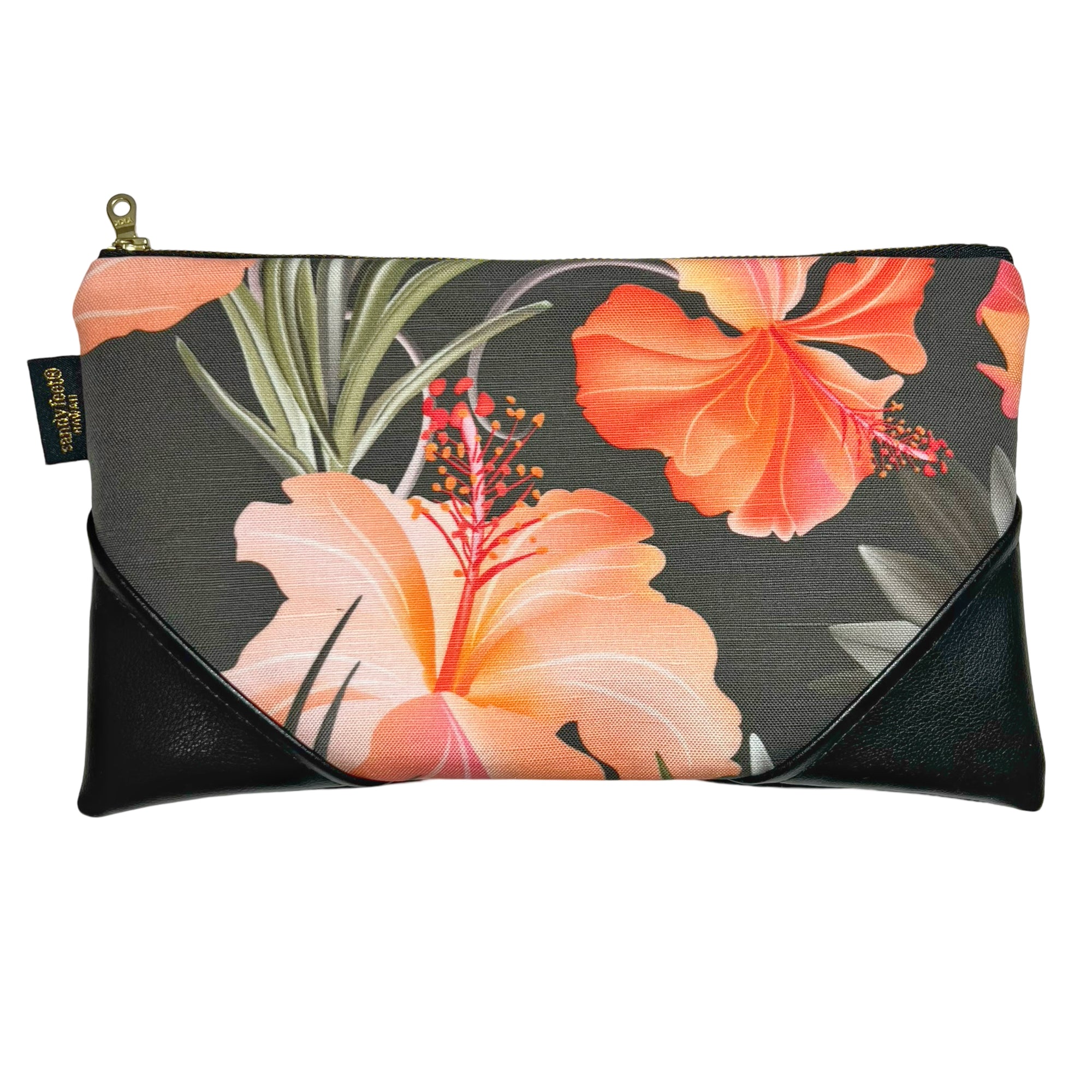 Large Hibiscus Zipper Clutch