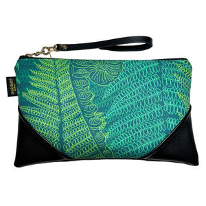 Large Hāpu‘u Teal Zipper Clutch