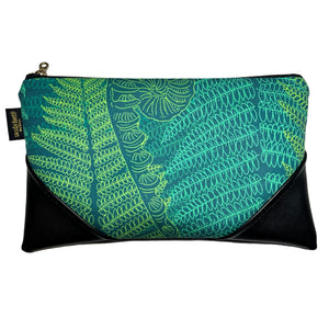 Large Hāpu‘u Teal Zipper Clutch