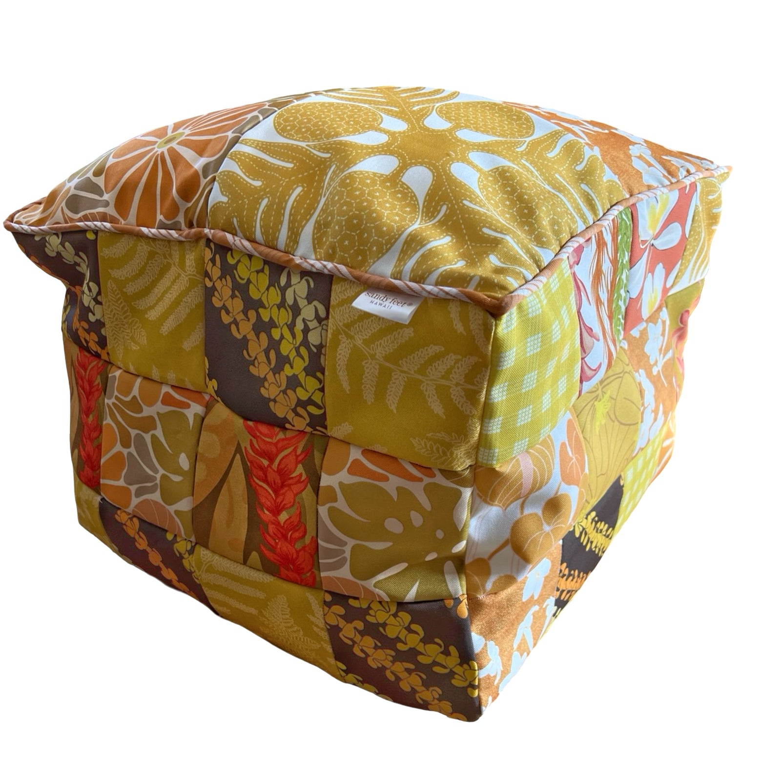 Patchwork Pouf Ottoman Cover Yellow4