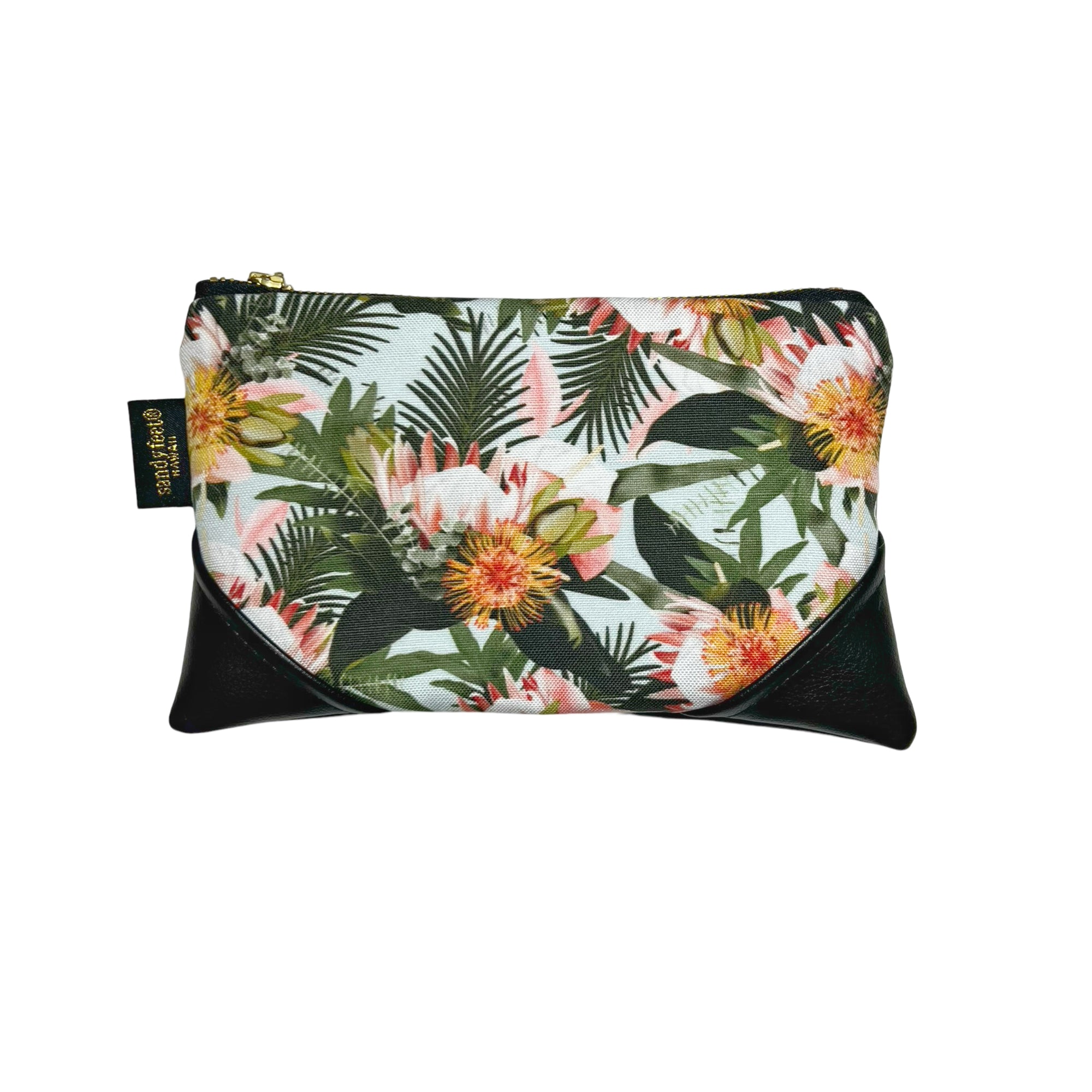 Mini Protea & Palm Zipper Clutch