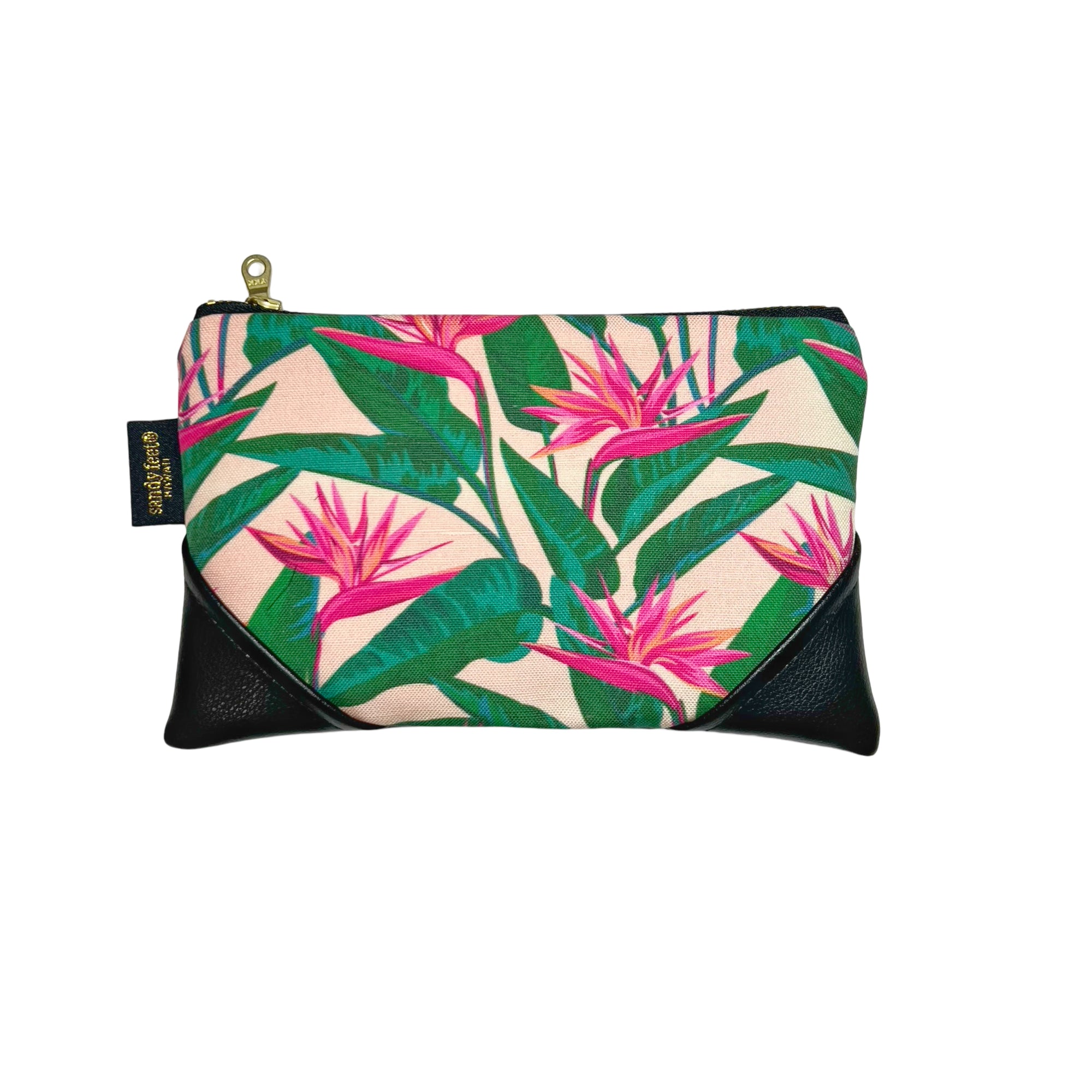 Mini Pink Bird of Paradise Zipper Clutch