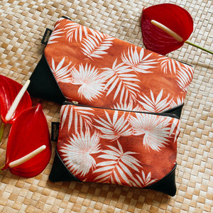 Mini Palms Rust Zipper Clutch