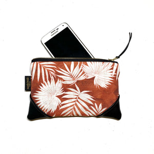 Mini Palms Rust Zipper Clutch