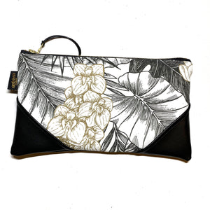 Large Orchid & Kalo Zipper Clutch