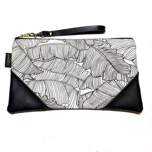 Large White Banana Leaf Paradise Zipper Clutch