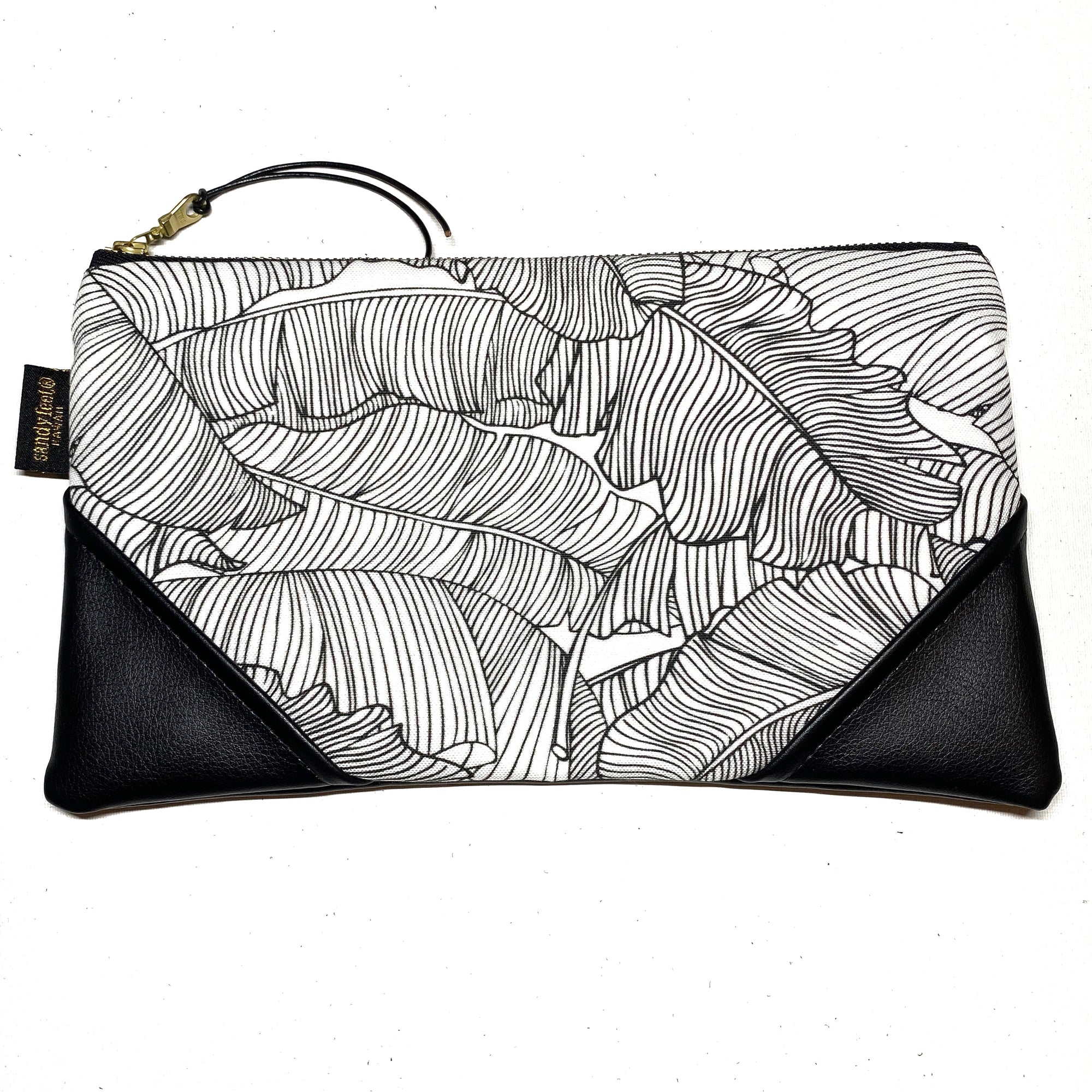 Large White Banana Leaf Paradise Zipper Clutch