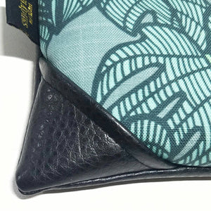 Mini Teal Monstera Zipper Clutch