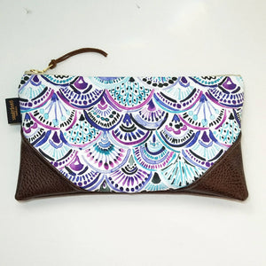 Large Dreamy Boho Mermaid Scales Zipper Clutch