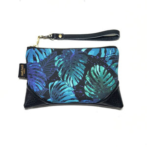 Mini Midnight Monstera Zipper Clutch