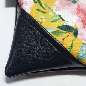 Large Mustard Hibiscus Zipper Clutch