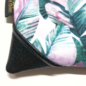 Mini Watercolor Green Banana Palm Zipper Clutch