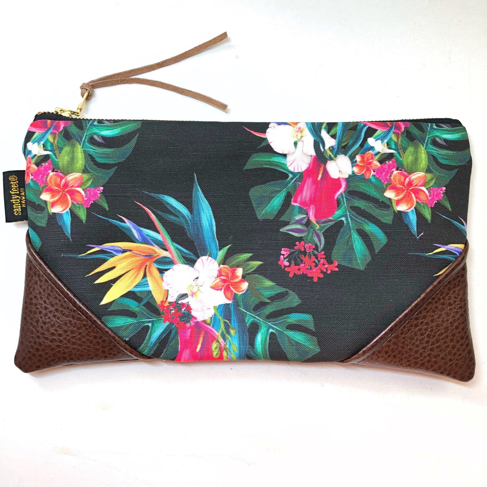 Large Hawaii Floral Zipper Clutch