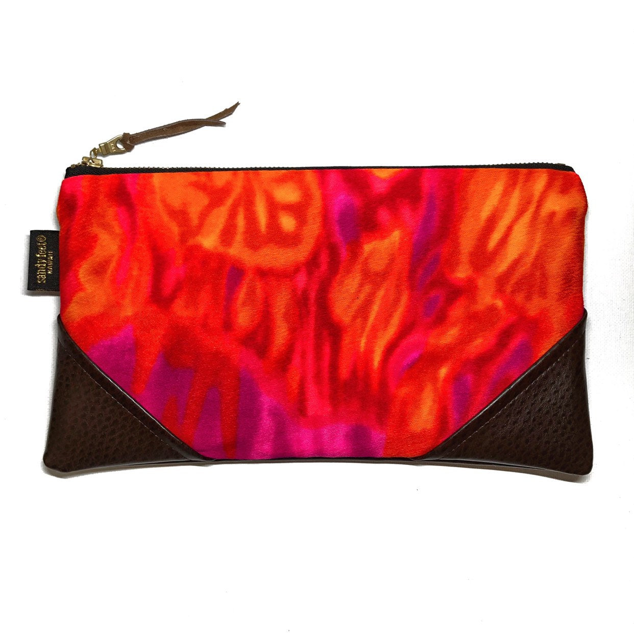 Vintage Hawaii Pink and Orange Large Zipper Clutch