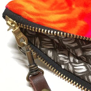 Vintage Hawaii Pink and Orange Large Zipper Clutch