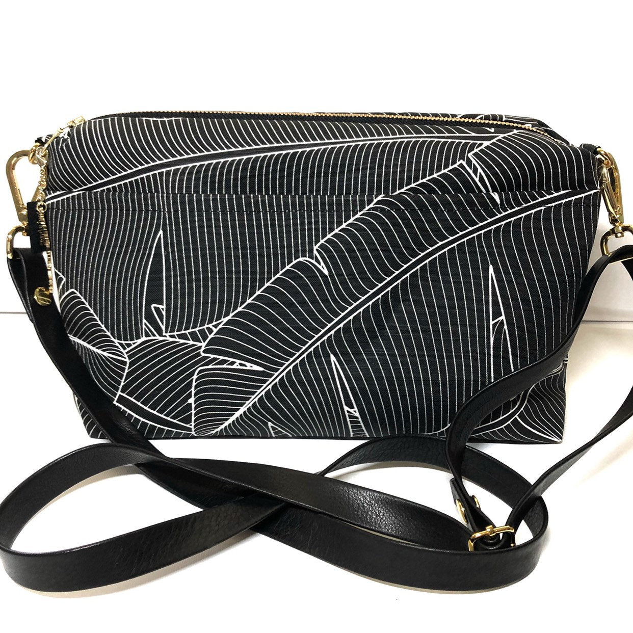 Black Banana Leaf Large Crossbody