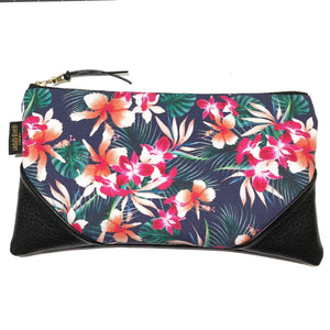 Large Hibiscus & Orchids Zipper Clutch