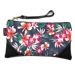 Large Hibiscus & Orchids Zipper Clutch