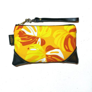 Mini Marigold Monstera Zipper Clutch