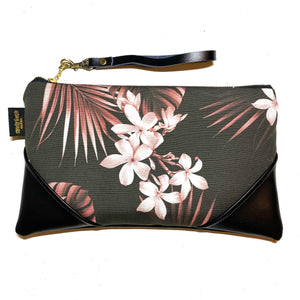 Large Pua Melia & Palm Zipper Clutch