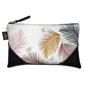 Large Muted Palms Zipper Clutch